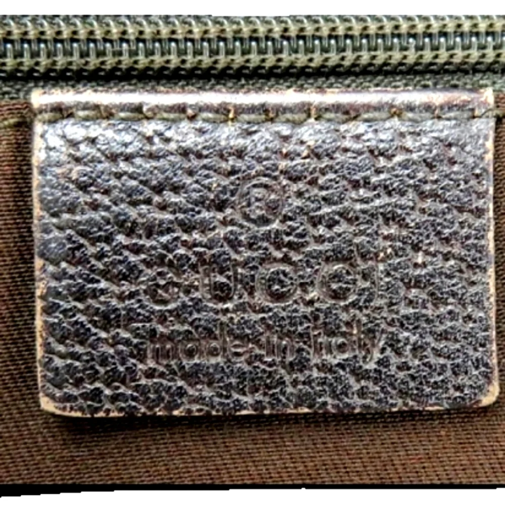 👜  GUCCi ®️  Brown Monogram Cloth & Leather Shoulder Bag Purse - Picture 11 of 16